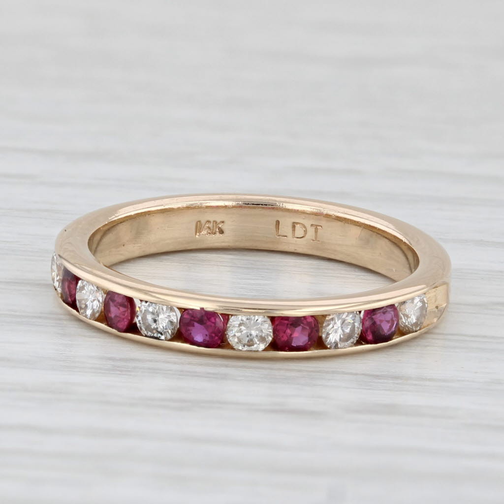 Light Gray 0.59ctw Ruby Diamond Band 14k Yellow Gold Size 6.25 Wedding Stackable Ring