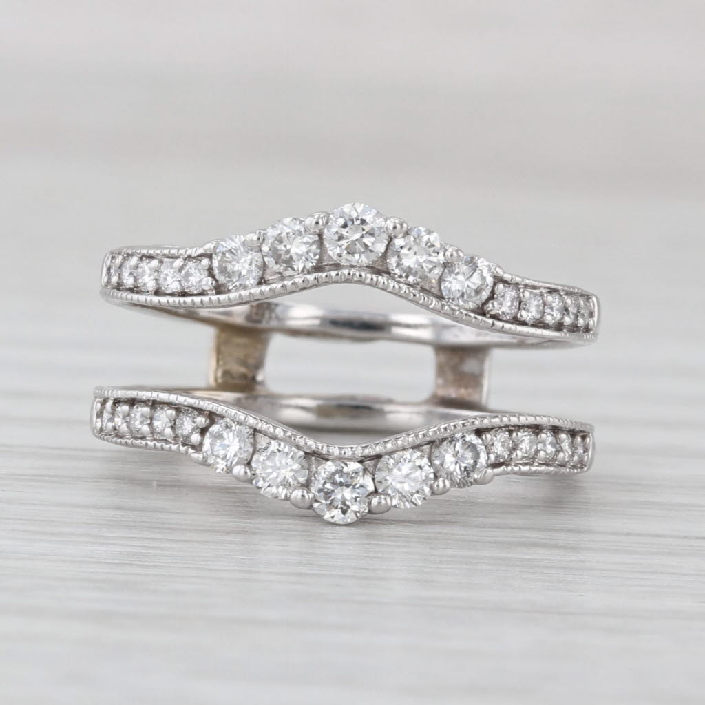 0.62ctw Diamond Ring Jacket Enhancer Guard Wedding Band 14k White Gold Size 4.5