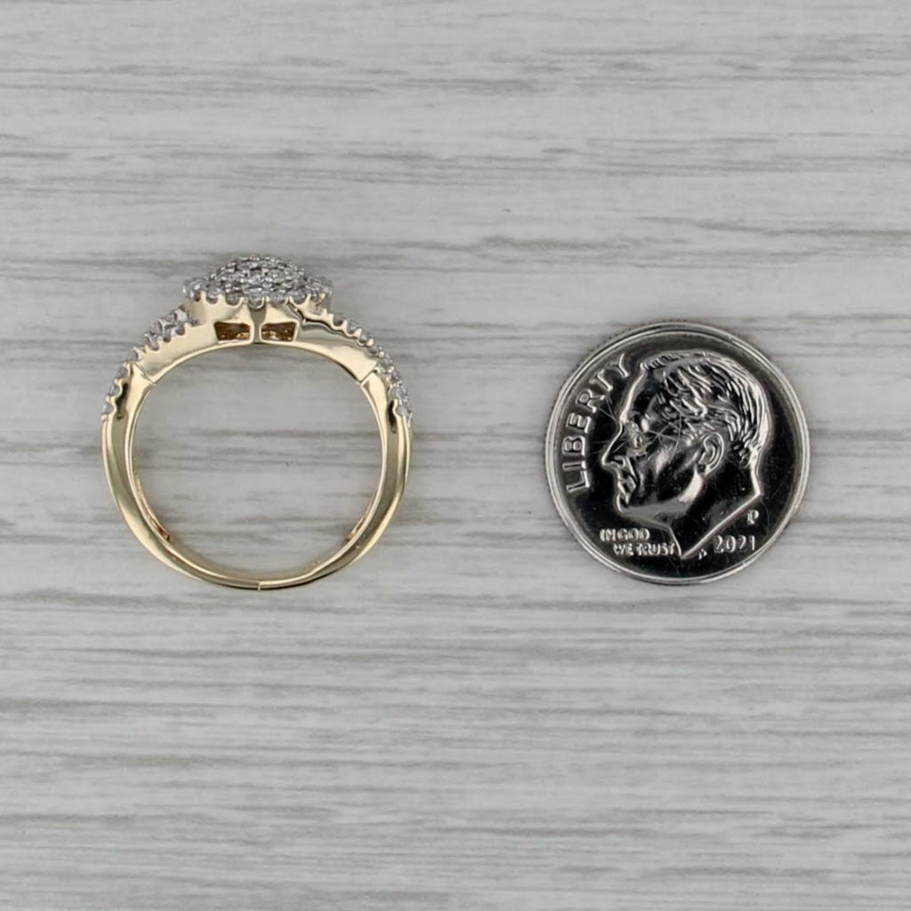 0.40ctw Diamond Cluster Halo Engagement Ring 10k Yellow Gold Size 5.75