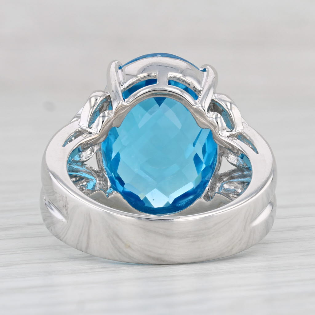 Light Gray 18.46ctw Oval Blue Topaz Diamond Ring 14k White Gold Size 8 Cocktail