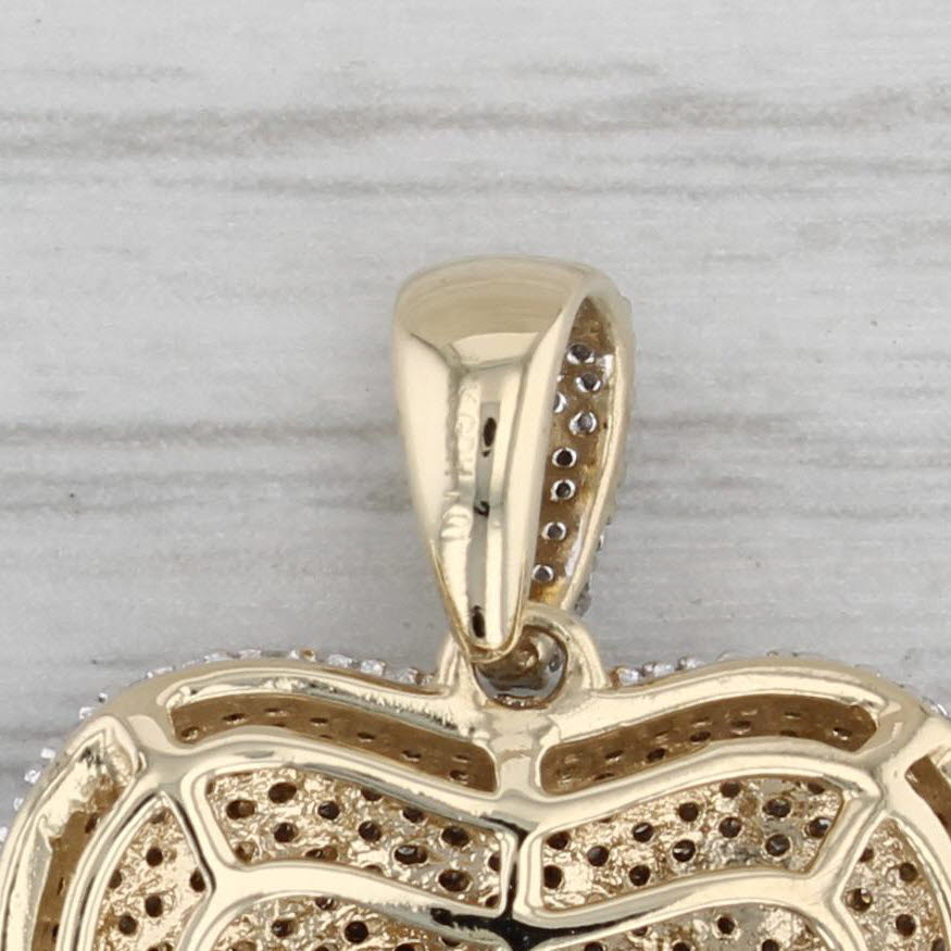 Gray 1.01ctw Pave Diamond Heart Pendant 10k Yellow Gold