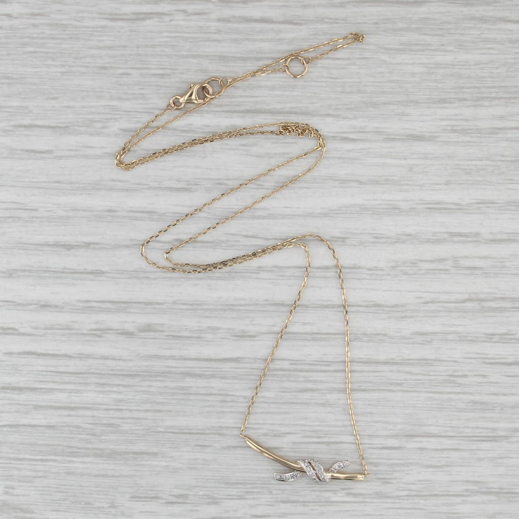 Diamond Knot Necklace 14k Yellow Gold 18-20" Cable Chain