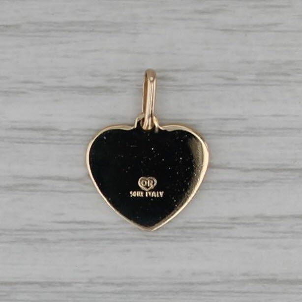 Kissing Cherubs Heart Pendant 14k Yellow Gold Small Charm Guardian Angels