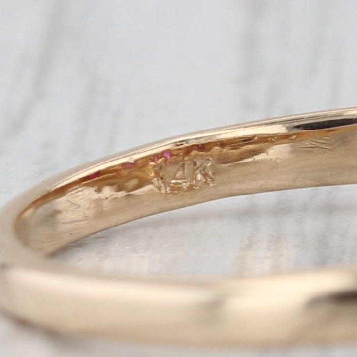 0.81ctw Ruby Diamond Tiered Pyramid Rooftop Ring 14k Gold Size 6.25 Stackable