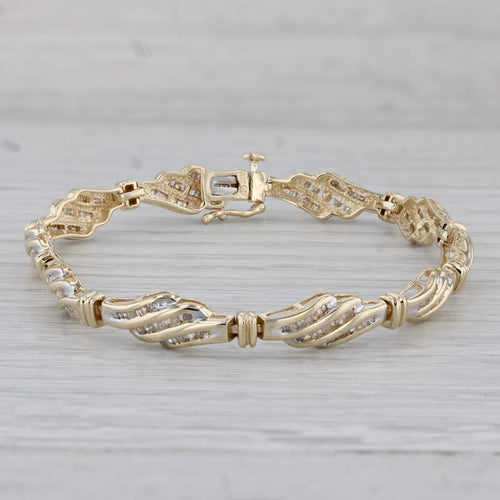 Gray 0.50ctw Diamond Scalloped Bracelet 10k Yellow Gold 7" 6.5mm