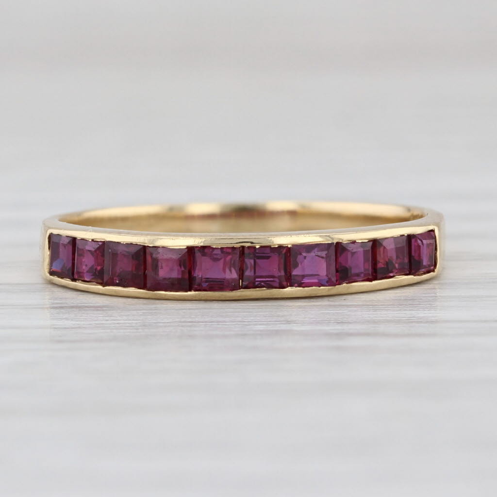 0.74ctw Ruby Stackable Ring 18k Yellow Gold Stackable Wedding Band Size 7