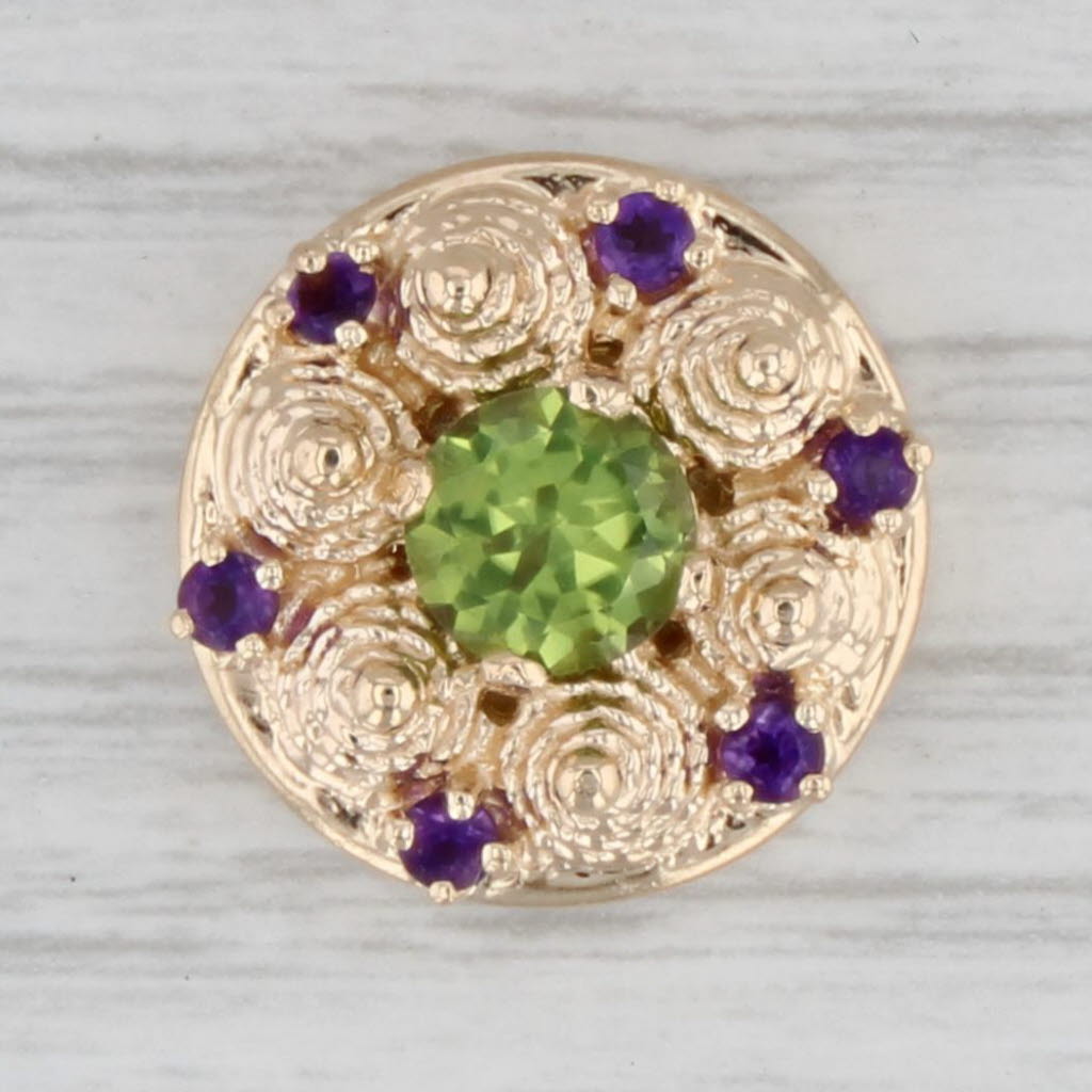 Gray Vintage 1.76ctw Amethyst Peridot Slide Bracelet Charm 14k Yellow Gold