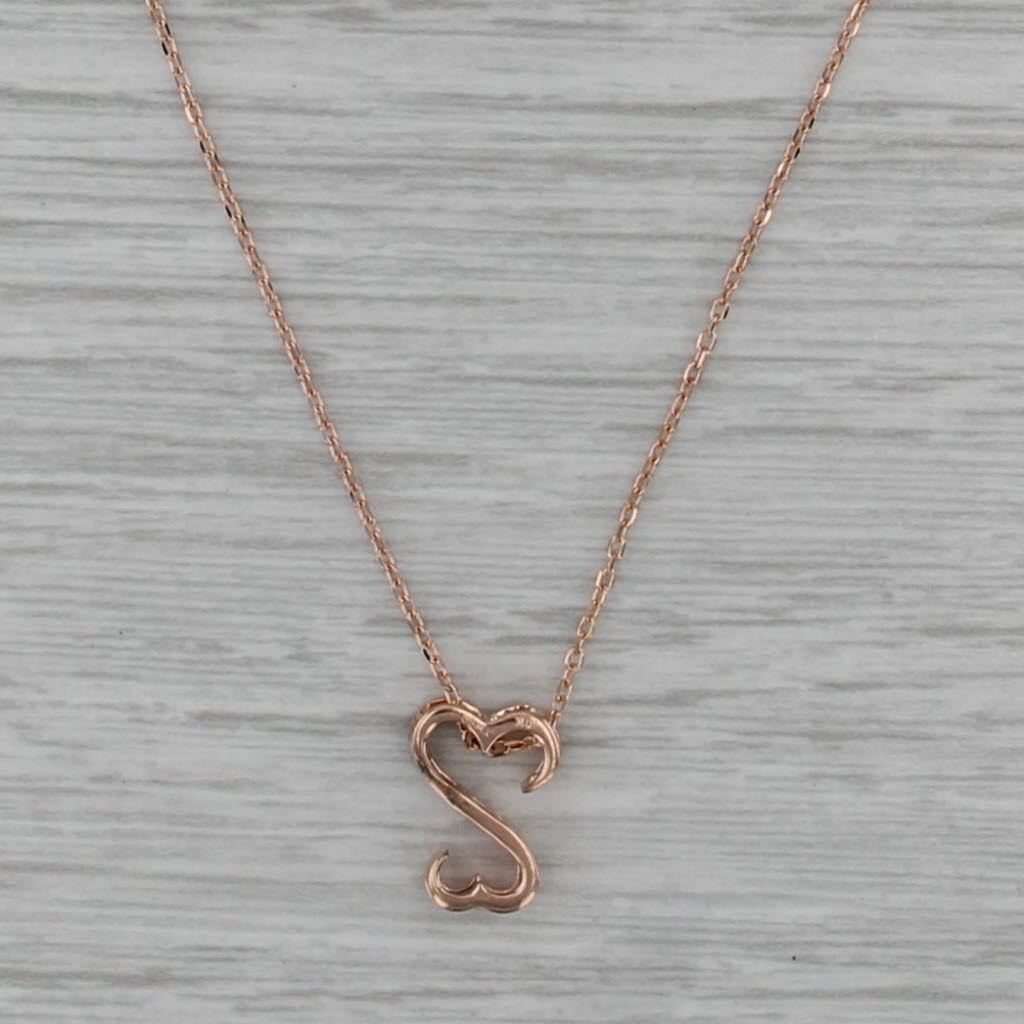 Jane Seymour 0.10ctw Diamond Open Hearts Pendant Necklace 10k Rose Gold 18"