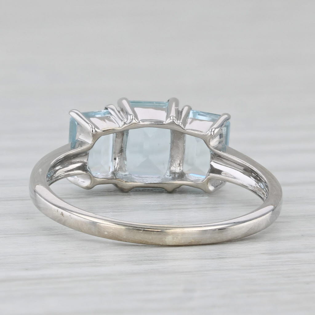 Gray 1.70ctw 3-Stone Aquamarine Ring 10k White Gold Size 8.25