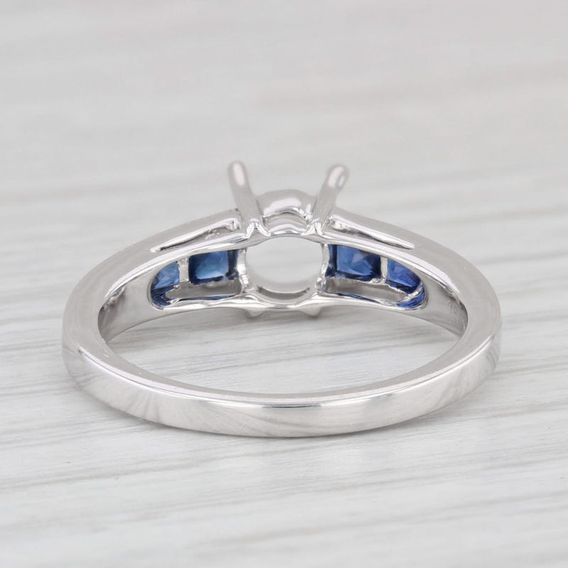 New Beverley K Semi Mount Engagement Ring 18k White Gold Sapphire Size 6.75