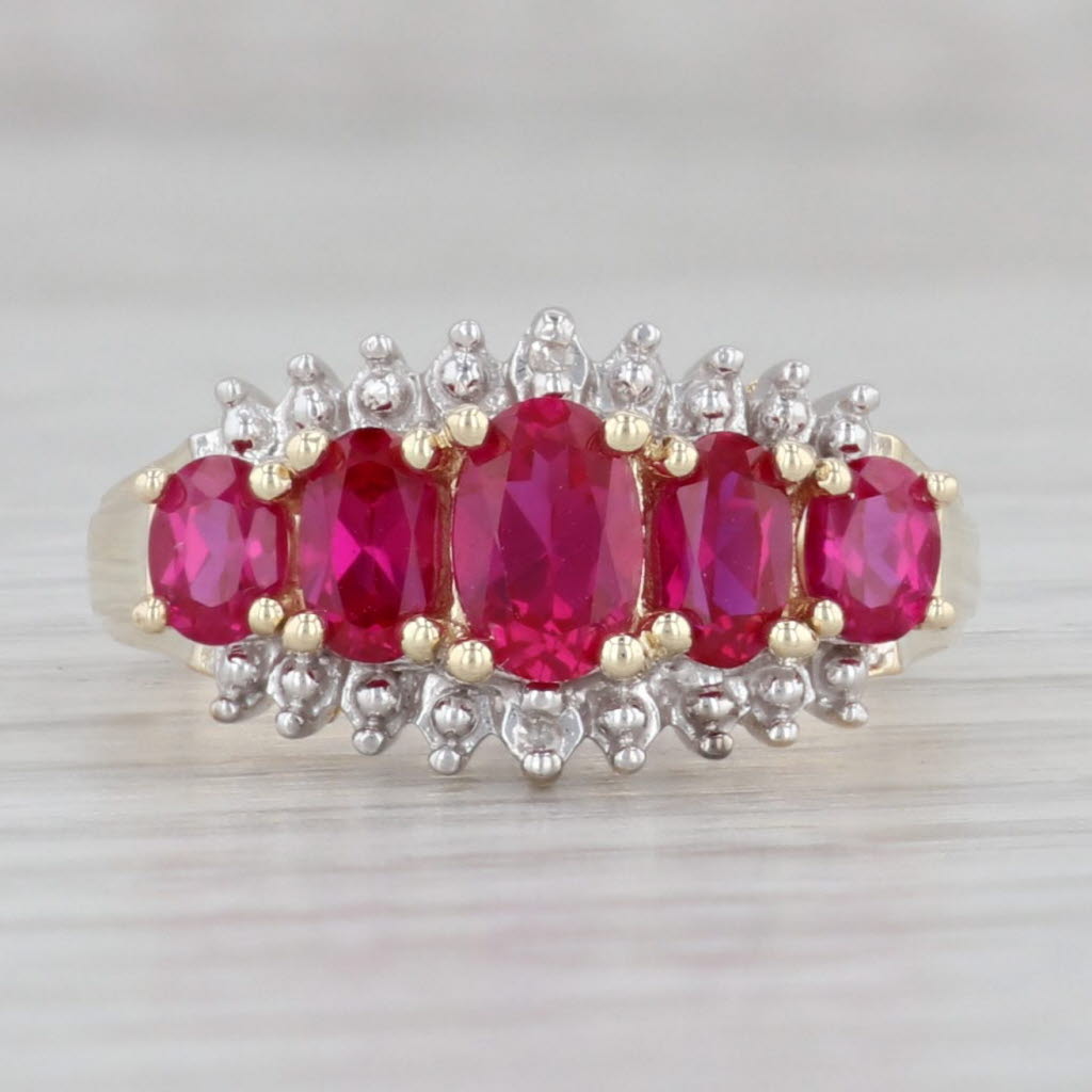 Gray 1.80ctw Lab Created Ruby Diamond Ring 10k Yellow Gold Size 7