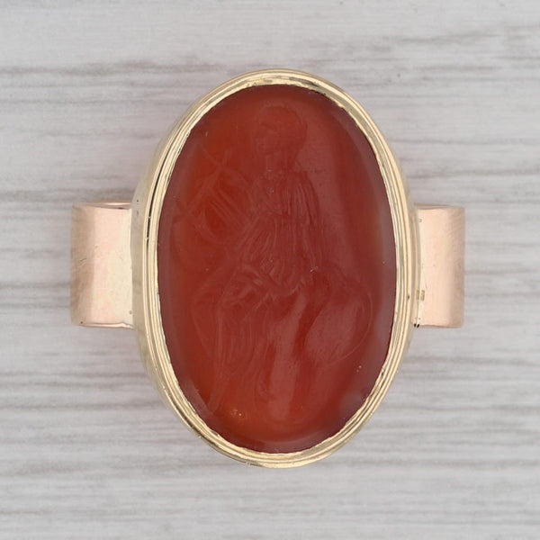 Antique Carved Intaglio Carnelian Scarf Holder 15k Yellow Gold Accent Jewelry