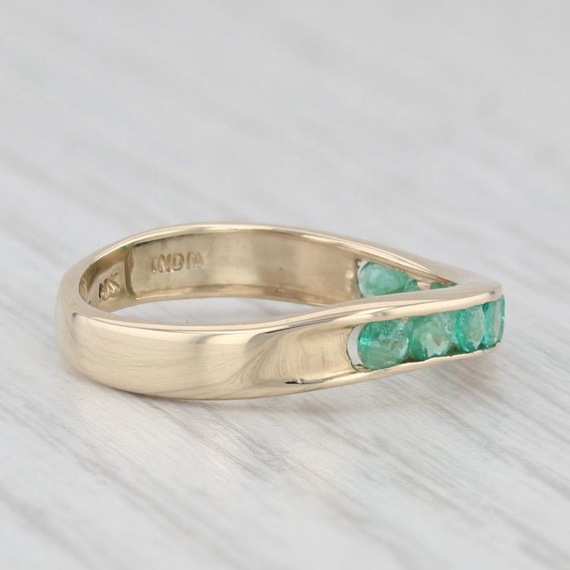 0.50ctw Emerald Contoured Ring 10k Yellow Gold Size 6.25 Stackable