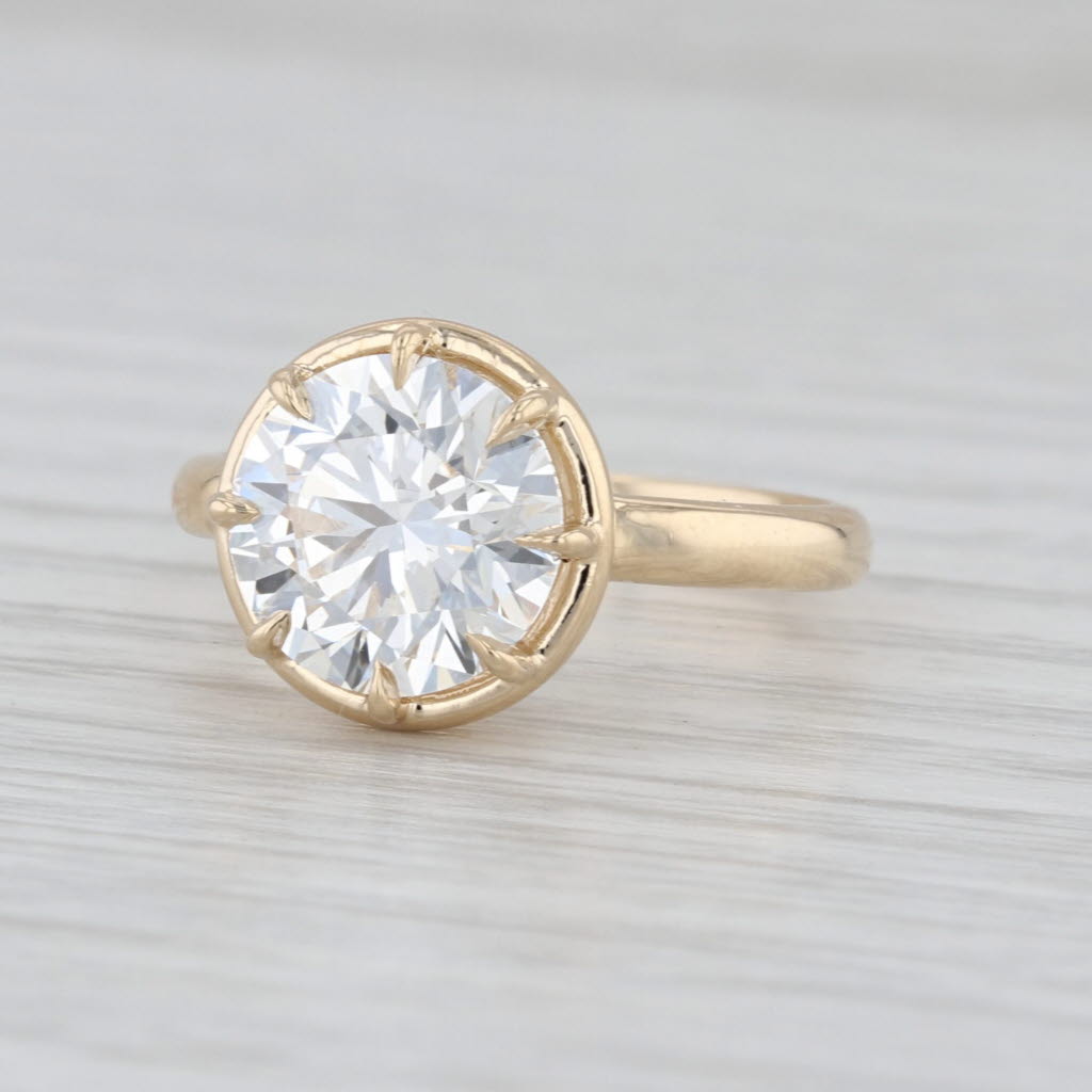 New 3.01ct VVS2 D Lab Grown Diamond Solitaire Engagement Ring 14k Gold Size 6