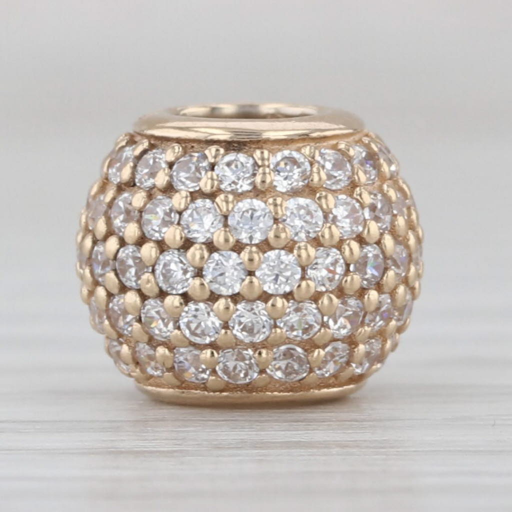 Authentic Pandora Pave Lights Charm 750819CZ 14k Gold Clear CZ Bead