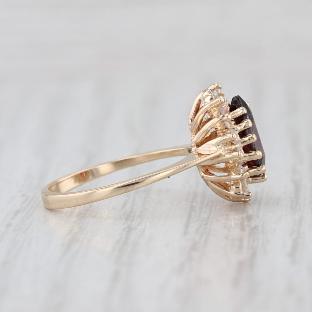 1.84ctw Pear Garnet Diamond Halo Ring 14k Yellow Gold Size 5.75