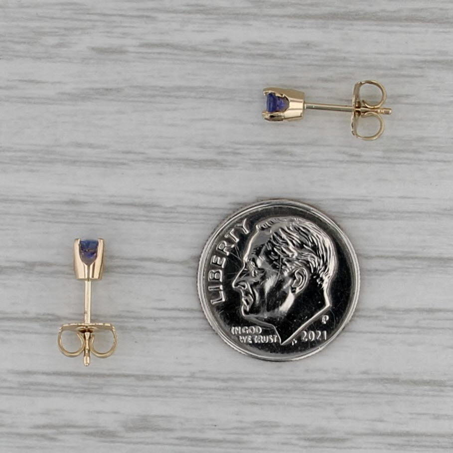 0.30ctw Tanzanite Stud Earrings 14k Yellow Gold Round Solitaire Studs