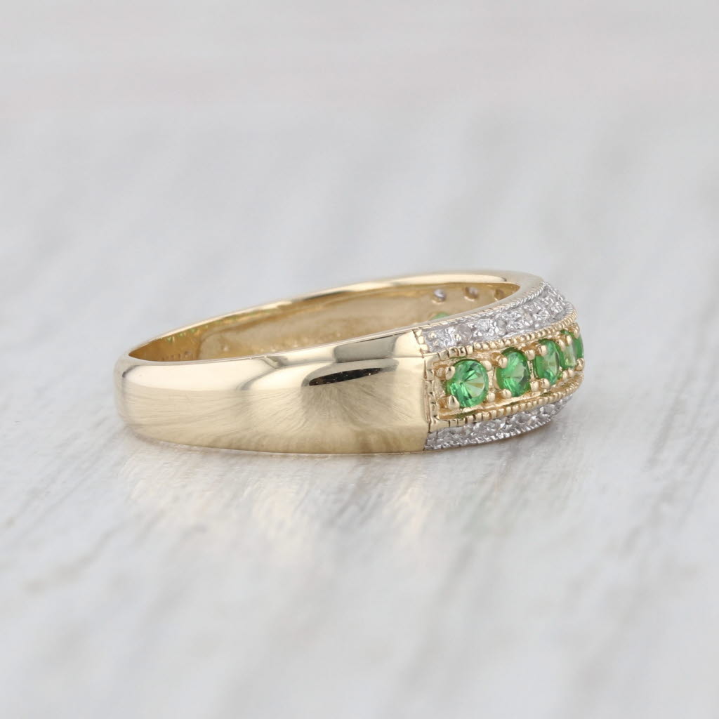 0.37ctw Tsavorite Green Garnet Diamond Ring 10k Yellow Gold Size 6 Stackable