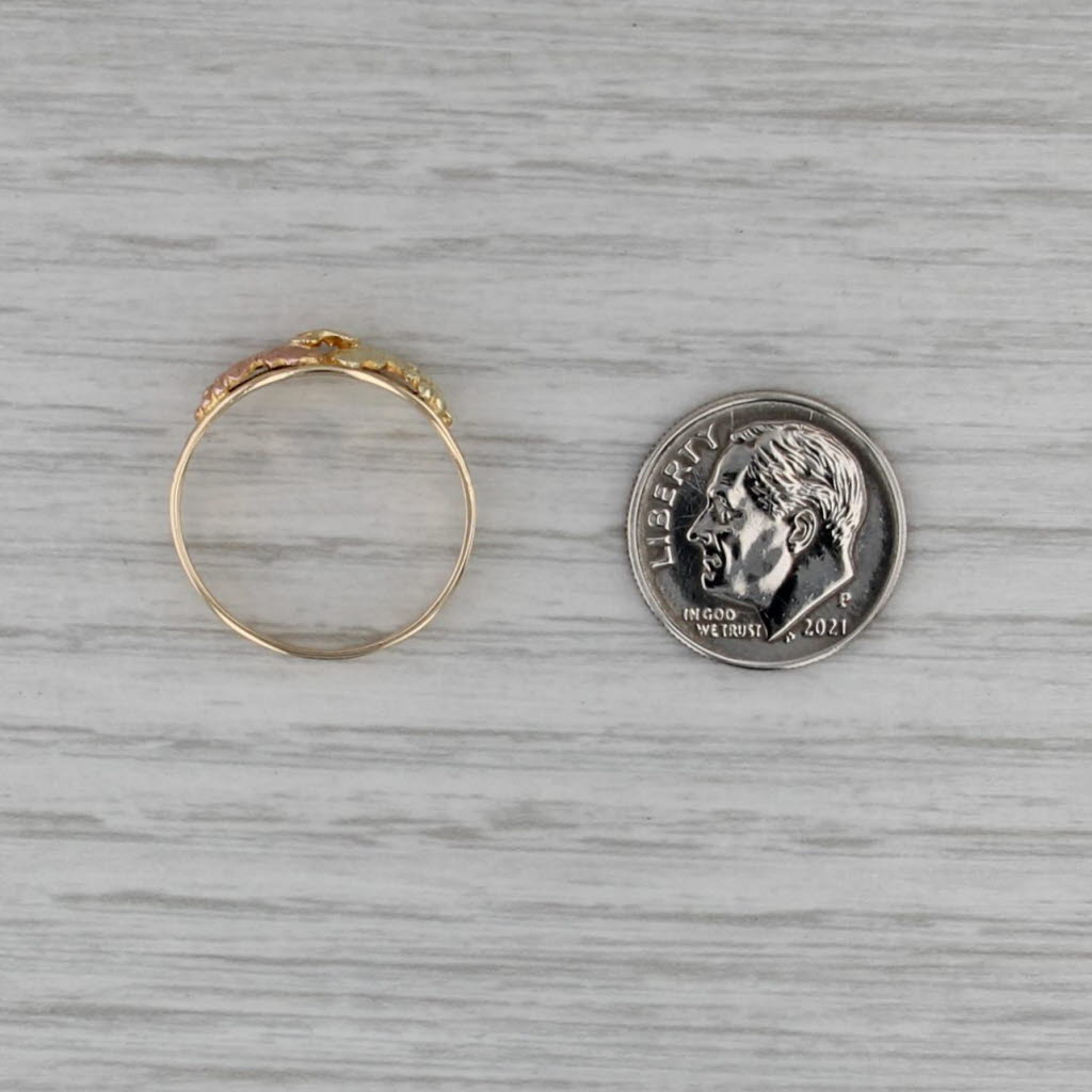 J Co Black Hills Gold Leaf Ring 10k Gold Stackable Band Size 7.5