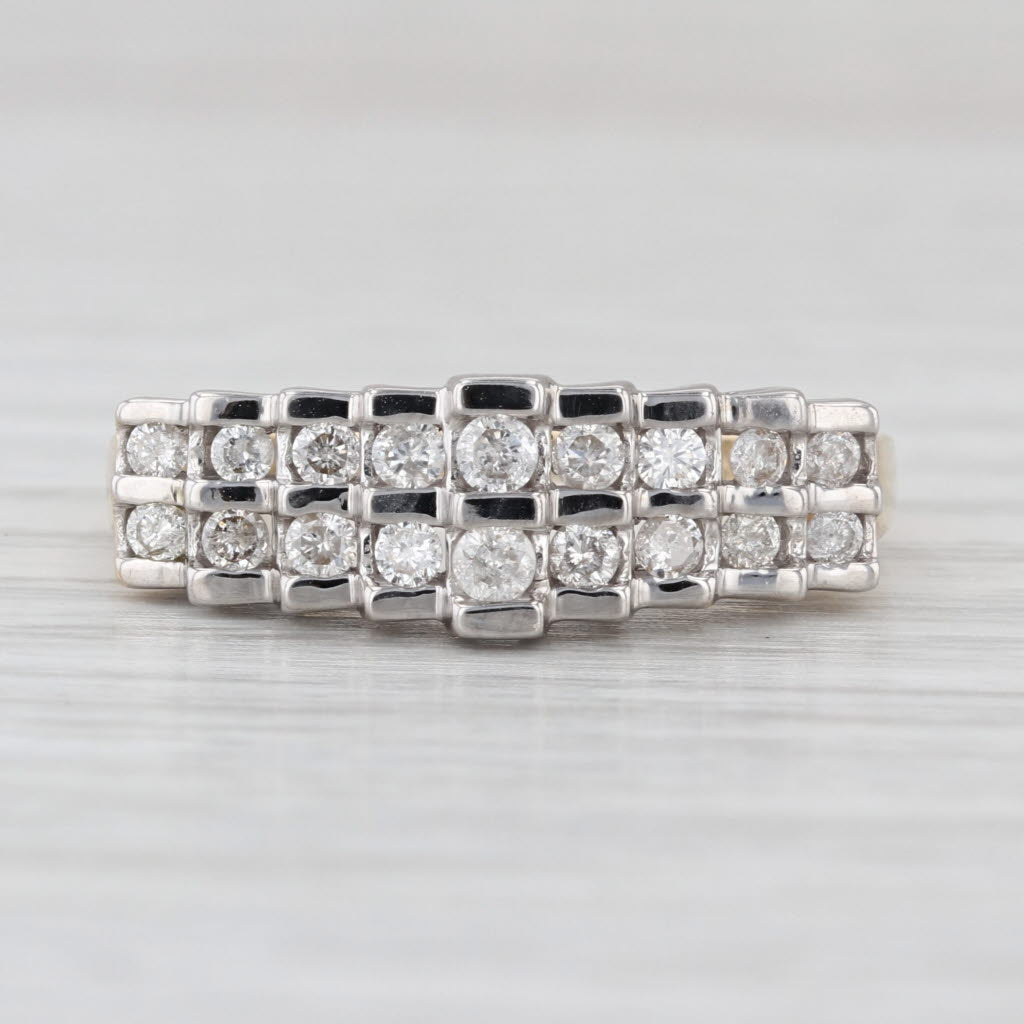 0.28ctw Diamond Pyramid Rooftop Ring 14k White Yellow Gold Size 6