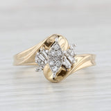 Light Gray 0.14ctw Marquise Diamond Cluster Engagement Ring 14k Yellow Gold Size 7.25