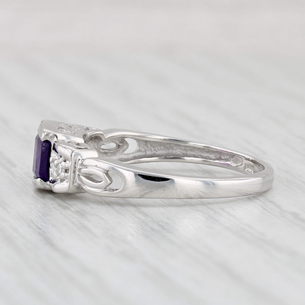 Light Gray 0.64ctw Amethyst Diamond Ring 14k White Gold Size 7.25