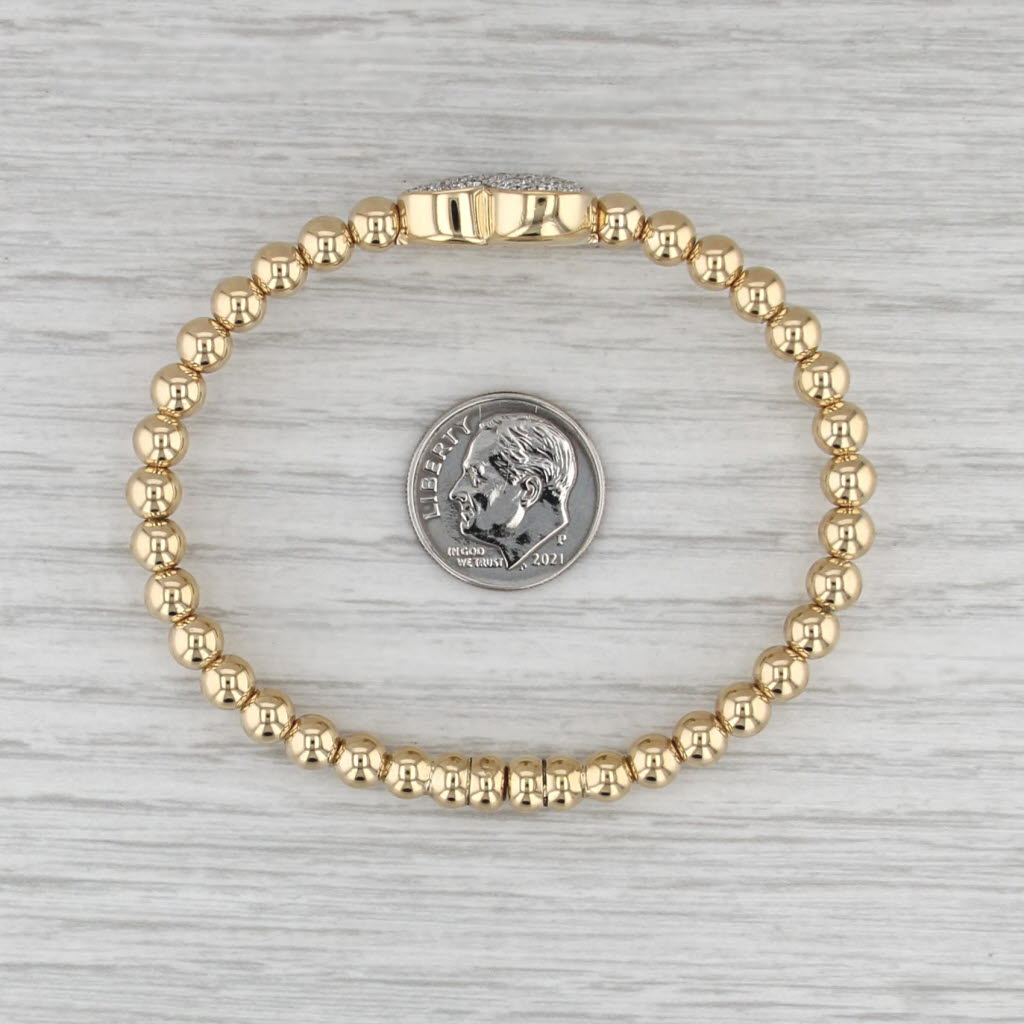 Tirisi 1.01ctw Pave Diamond Heart Bead Bangle Bracelet 18k Gold Magnetic Clasp