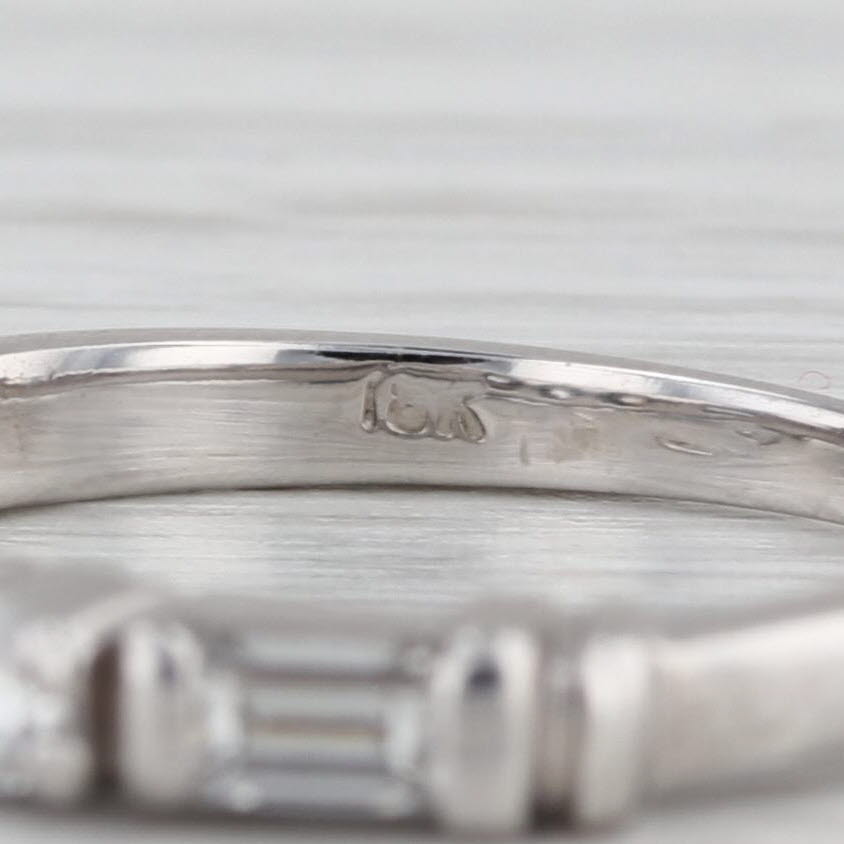 0.40ctw Diamond Wedding Band 18k White Gold Size 5 Stakable Anniversary Ring