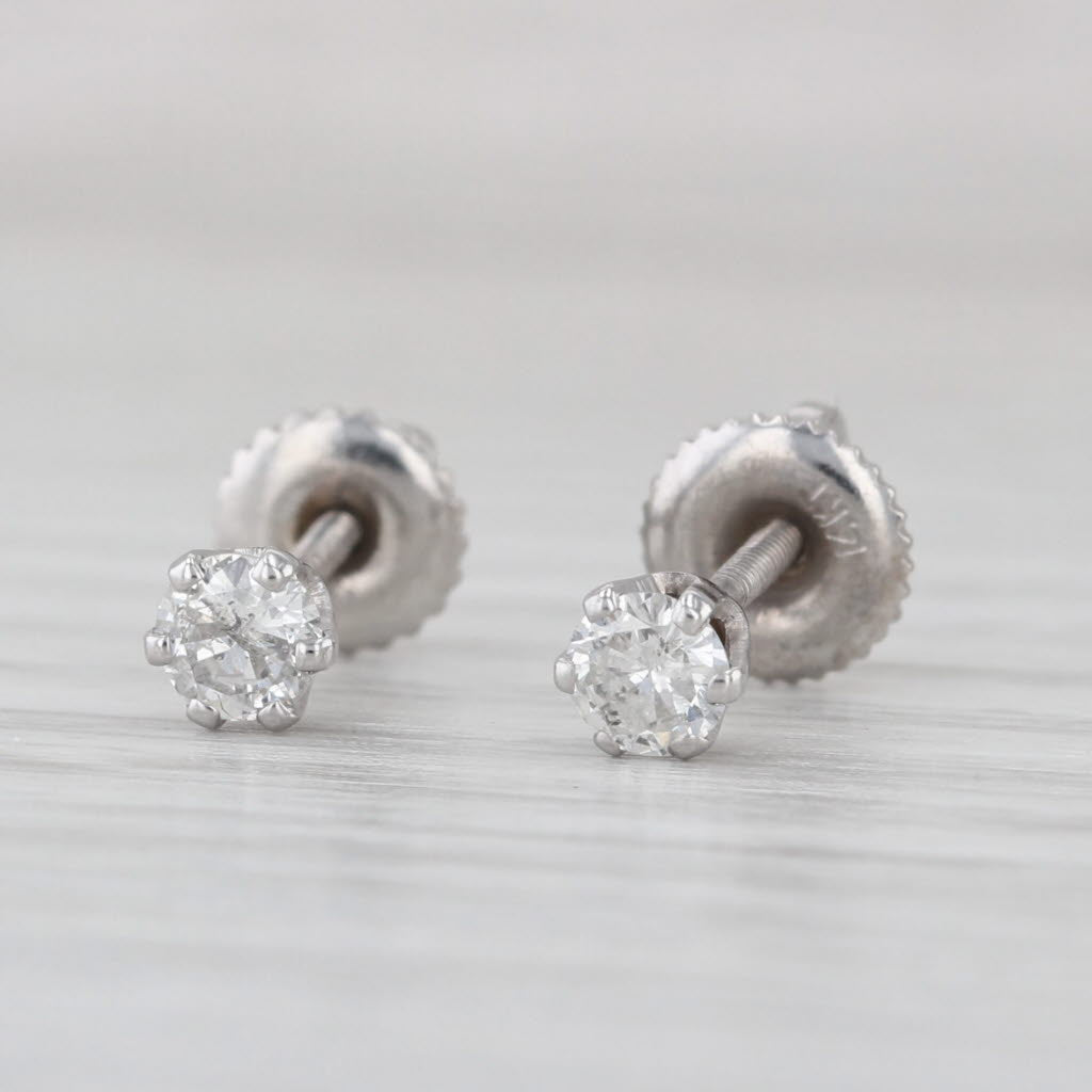 0.40ctw Diamond Round Solitaire Earrings 14k White Gold Studs