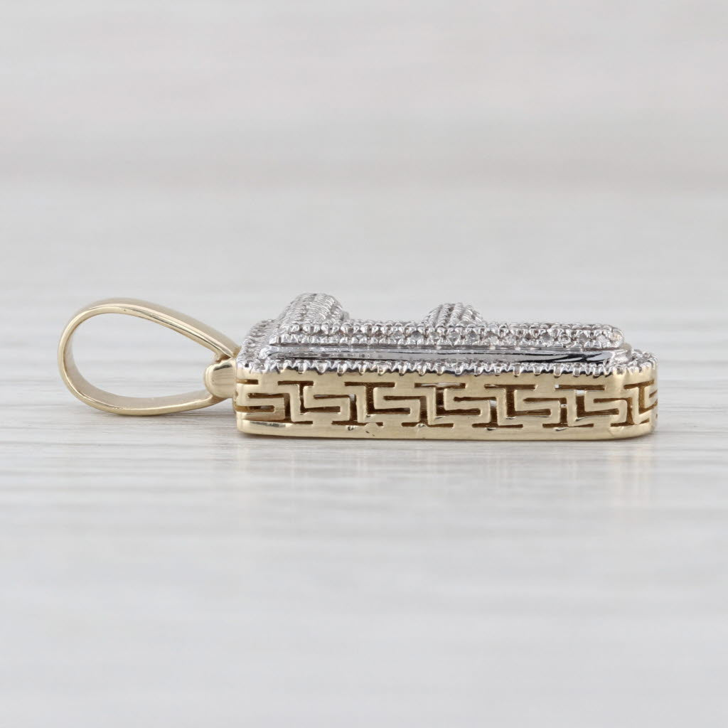 0.31ctw Diamond Pave Letter Initial F Pendant 10k Yellow White Gold