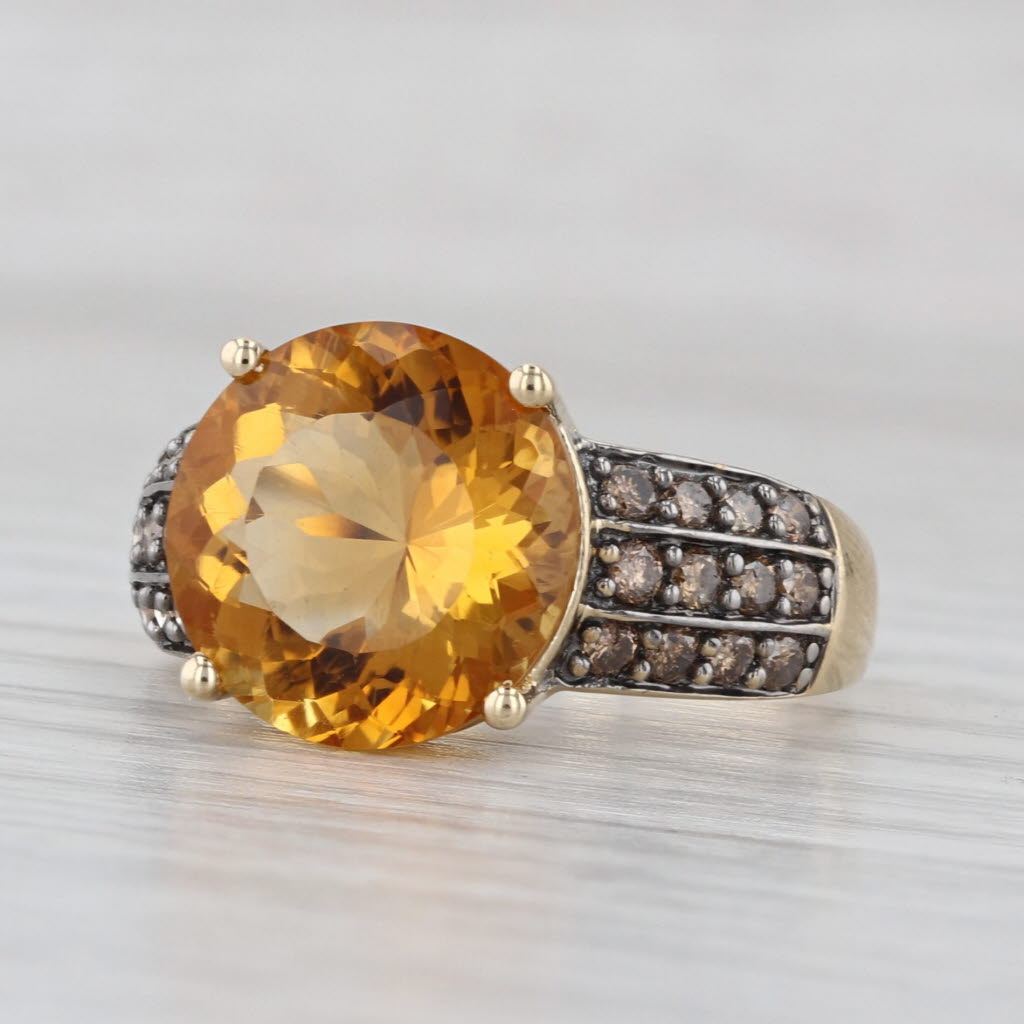 Citrine Champagne Diamond Ring 10k Yellow Gold Size 8.25 Cocktail