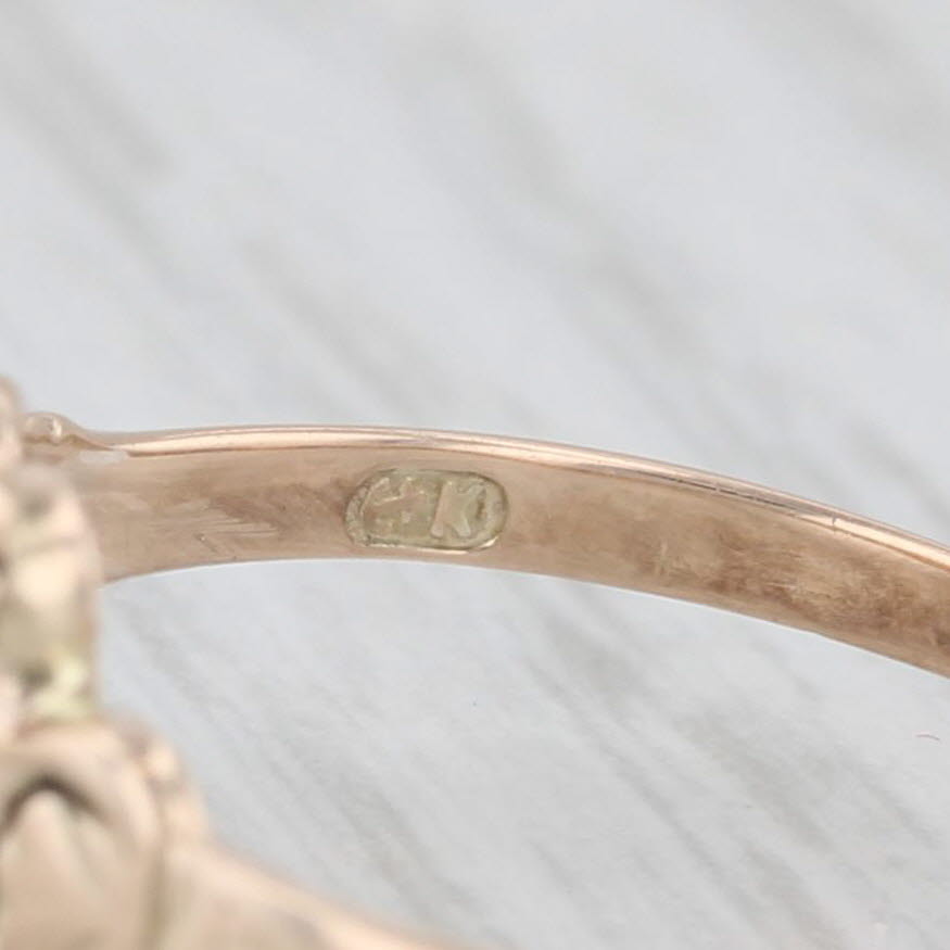 Light Gray Antique Diamond Opal Bypass Ring 10K Yellow Gold Size 6.5