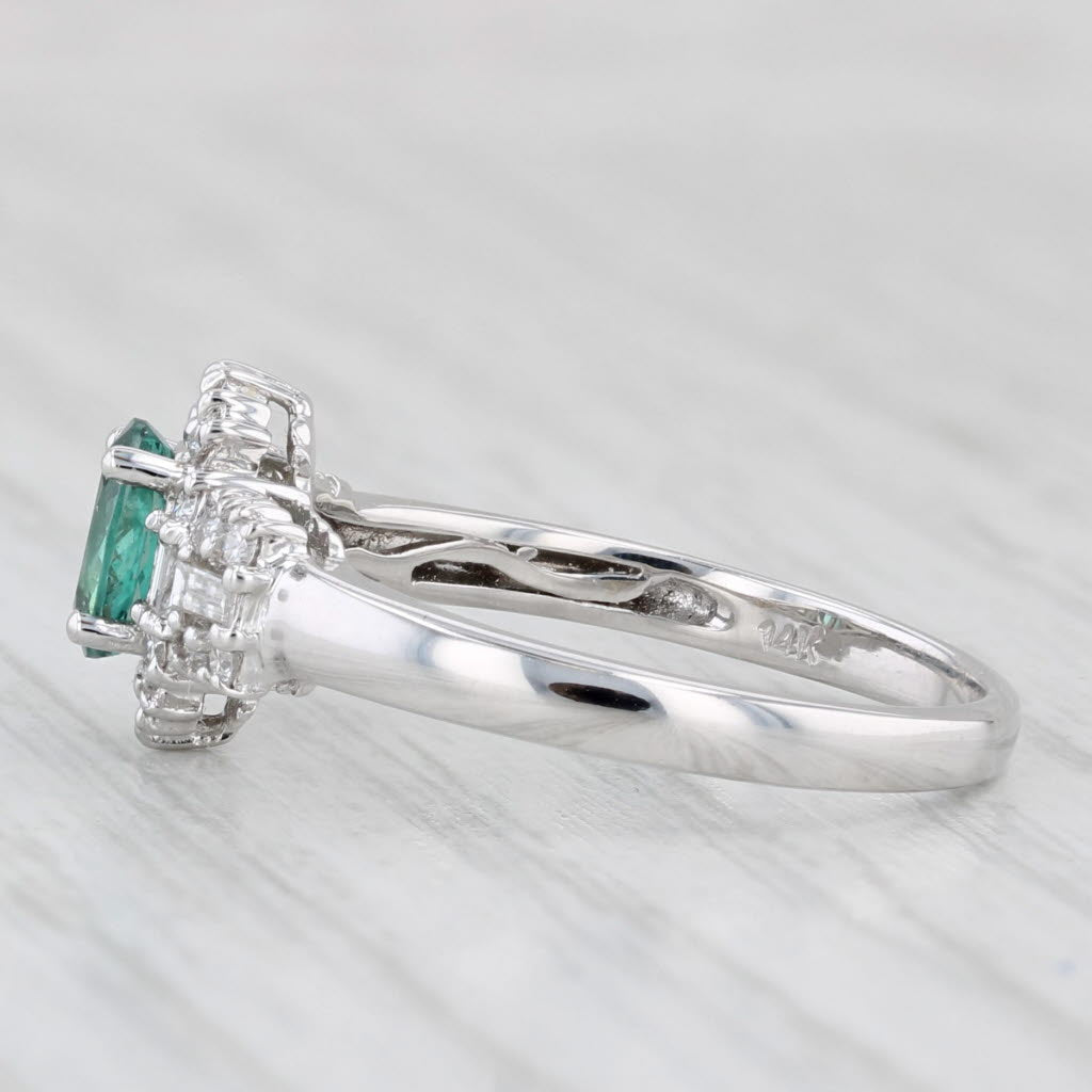 Light Gray 0.79ctw Green Alexandrite Diamond Halo Ring 14k White Gold Size 7 Engagement