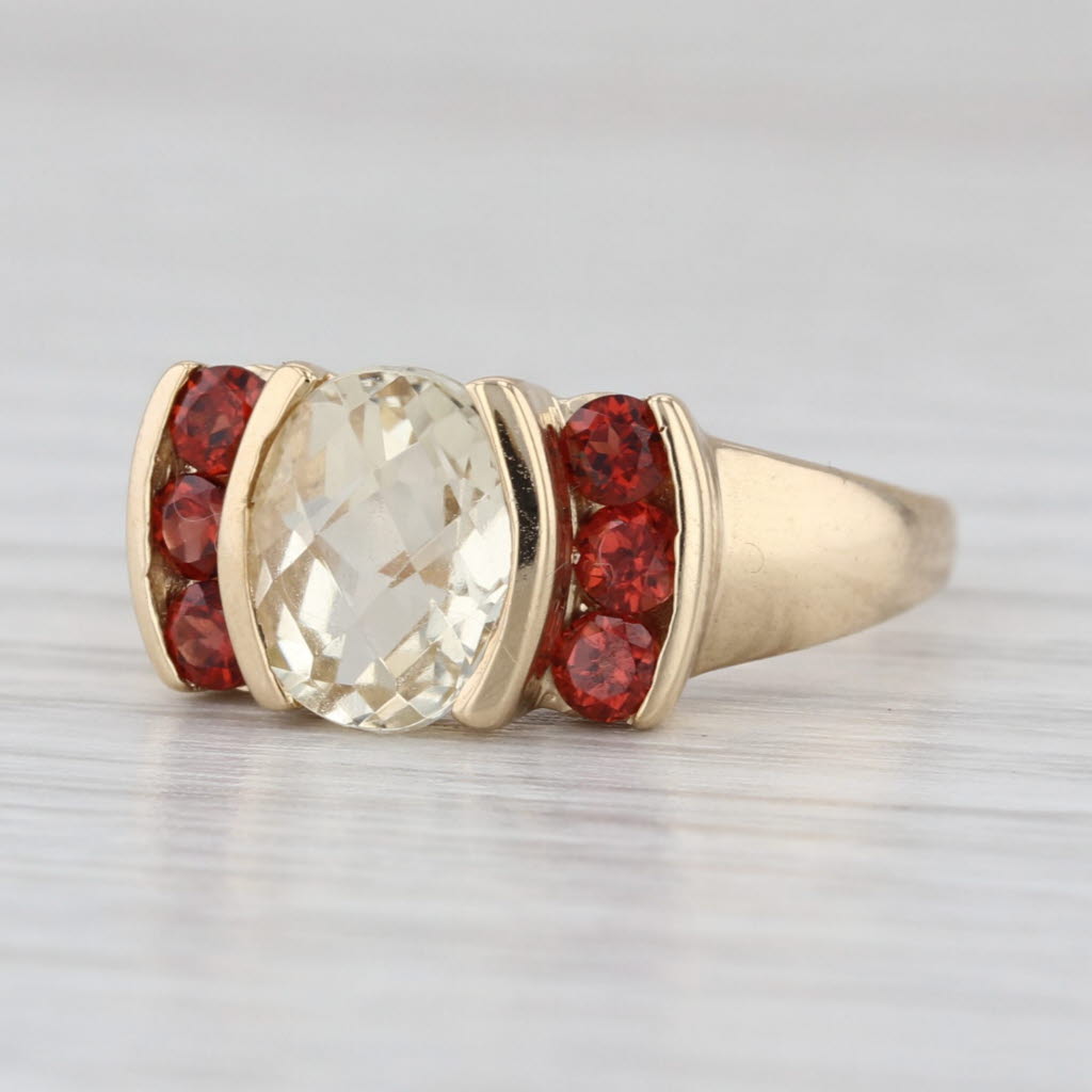 2.60ctw Garnet Labradorite Ring 14k Yellow Gold Size 8.25