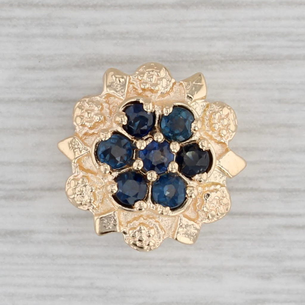 Gray 0.40ctw Blue Sapphire Flower Slide Bracelet Charm 14k Gold Richard Glatter