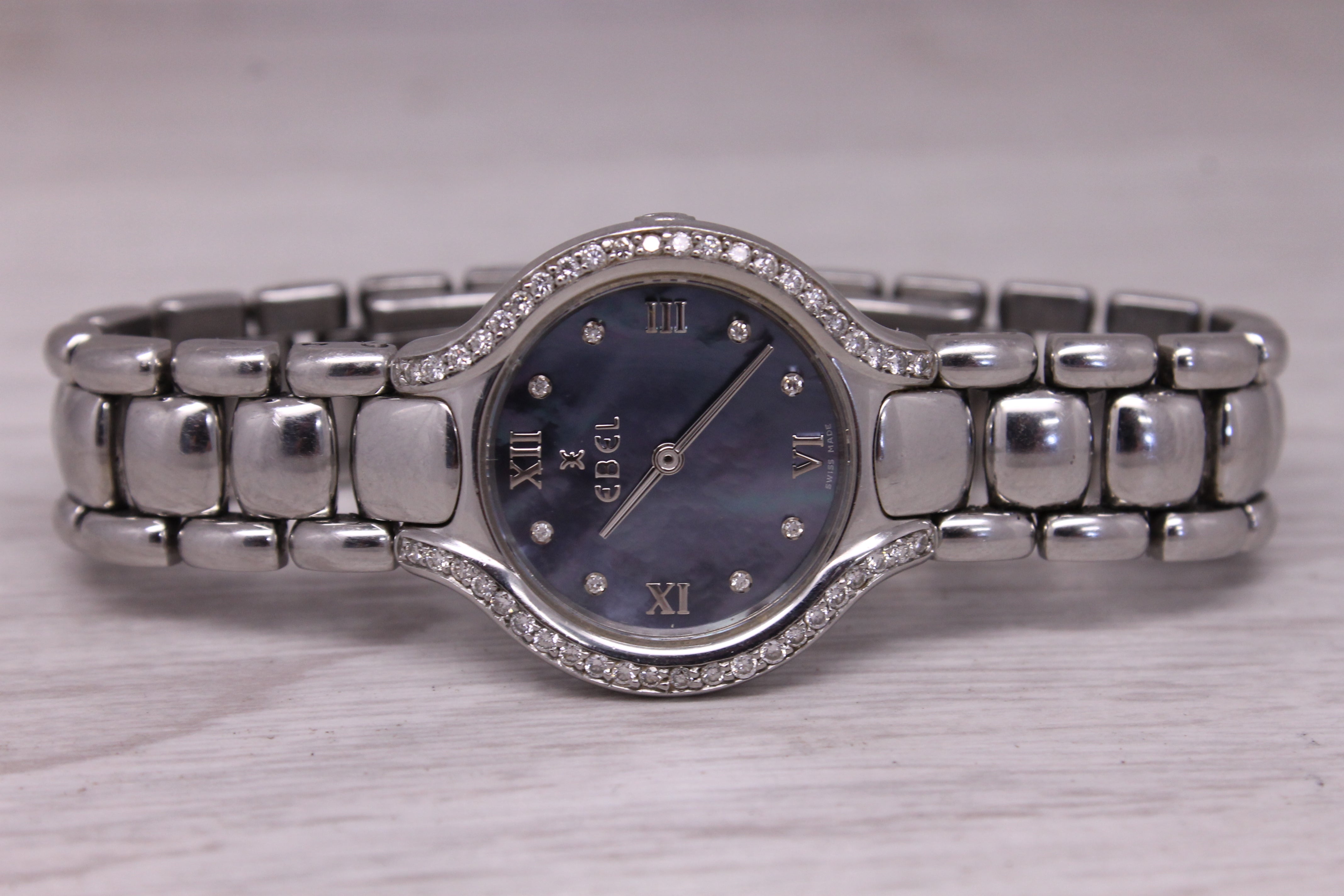Ebel Beluga Ladies Stainless Steel Mother Pearl & Diamond Quartz Watch 9976411