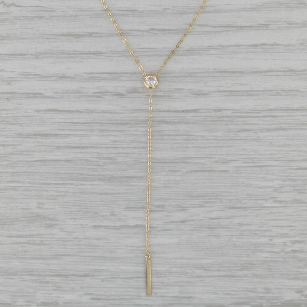 Cubic Zirconia Lariat Necklace 14k Yellow Gold 16