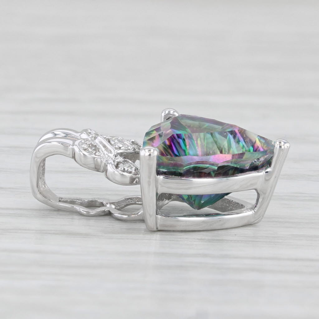 Light Gray 4.43ctw Mystic Topaz Diamond Pendant 14k White Gold Small Drop