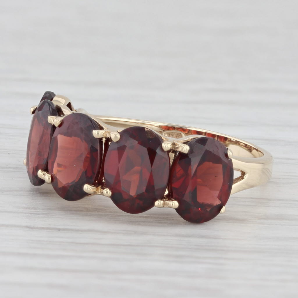 Light Gray 7ctw Garnet Ring 10k Yellow Gold Size 7 Oval 5-Stone