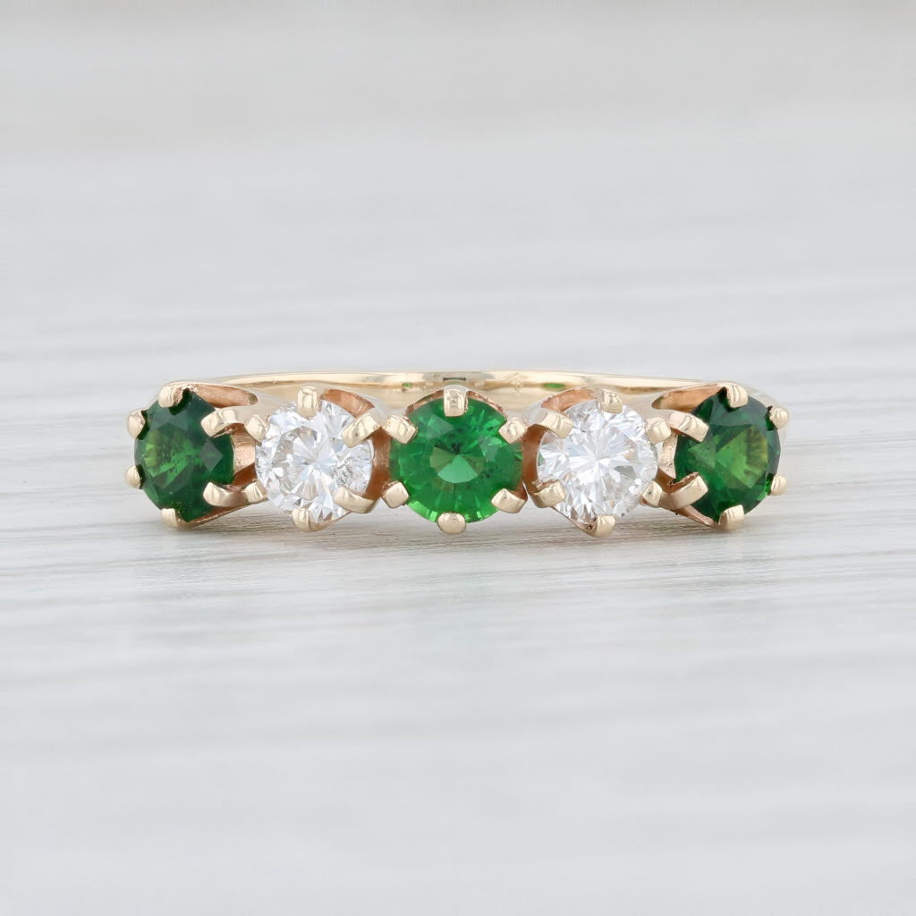 Light Gray 1ctw Green Tourmaline Diamond Ring 14k Yellow Gold Size 4 Stackable