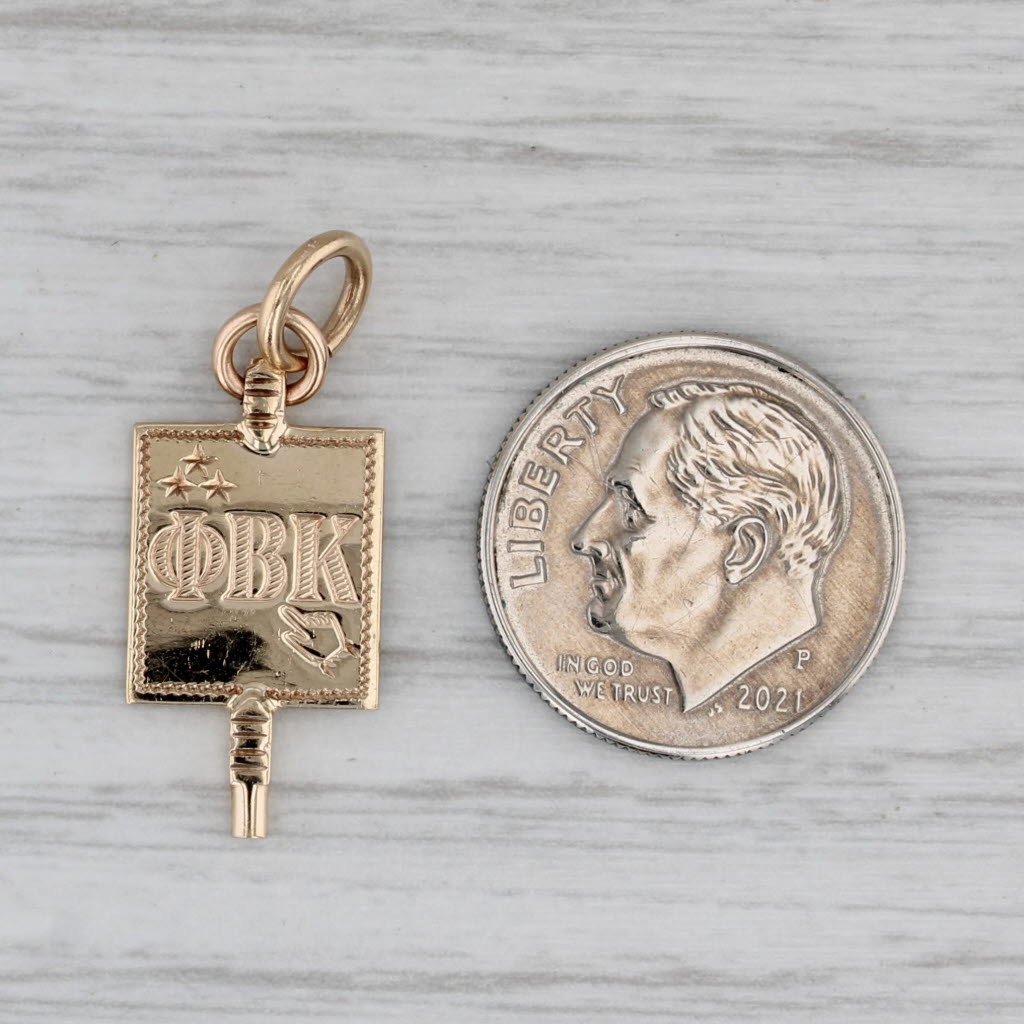 Gray Phi Beta Kappa Honor Society Fraternity Key Fob Charm Vintage 10k Yellow Gold