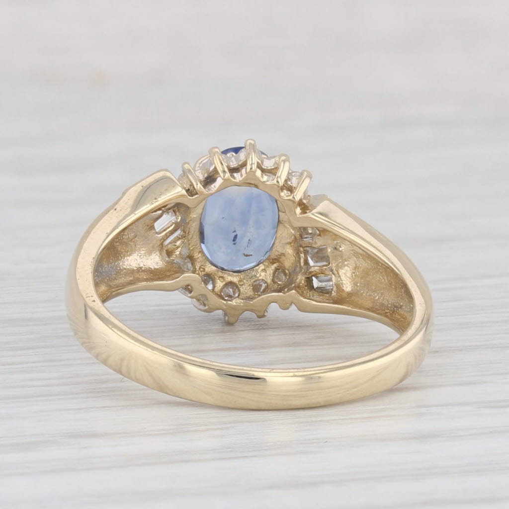 Light Gray 1.51ctw Oval Blue Sapphire Diamond Ring 14k Yellow Gold Size 7.25