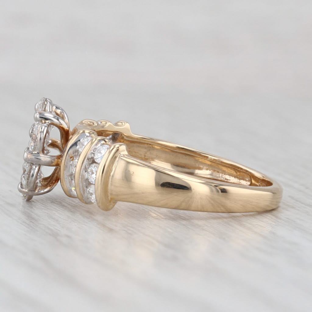 Light Gray 1.91ctw Moissanite Flower Cluster Ring 14k Yellow Gold Size 6 Engagement