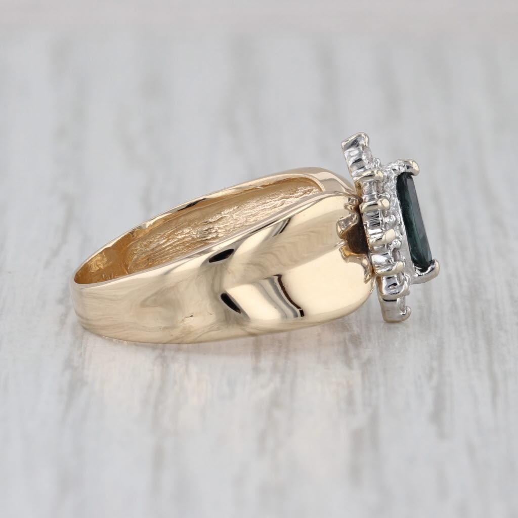 0.66ctw Marquise Blue Sapphire Diamond Halo Ring 14k Yellow Gold Size 6.75