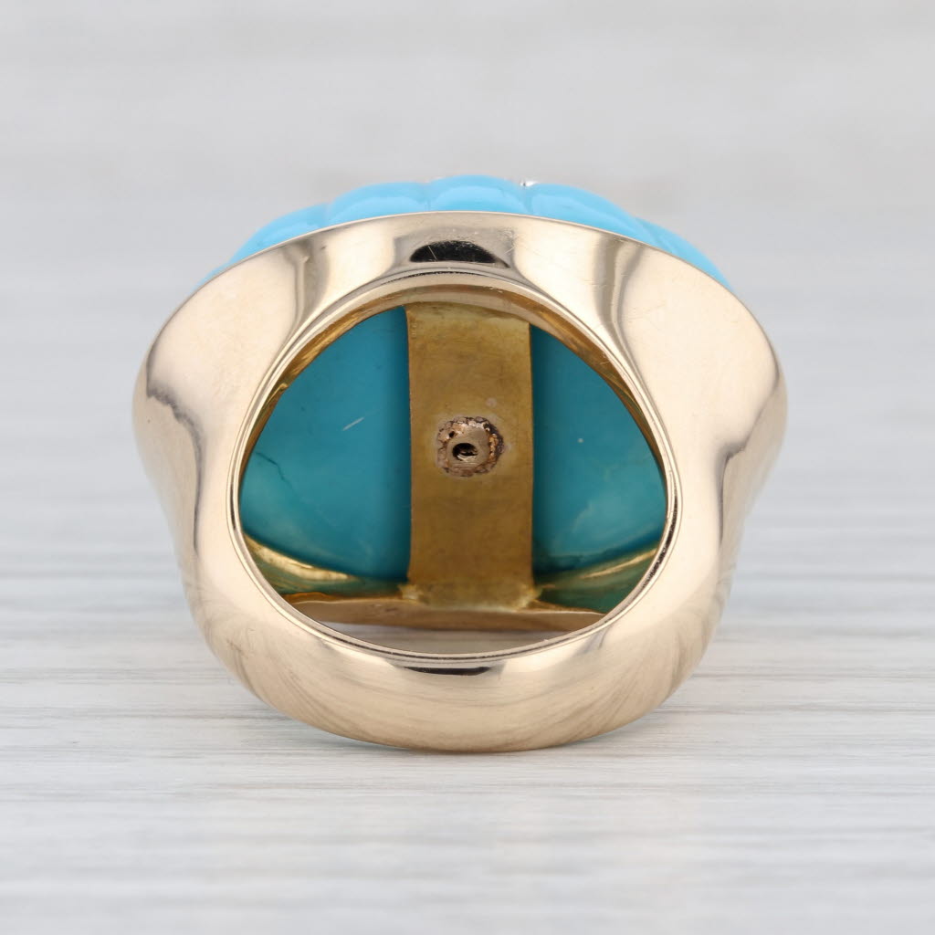 GIA 2.32ctw Diamond Turquoise Cocktail Ring 14k White Gold Size 7.25