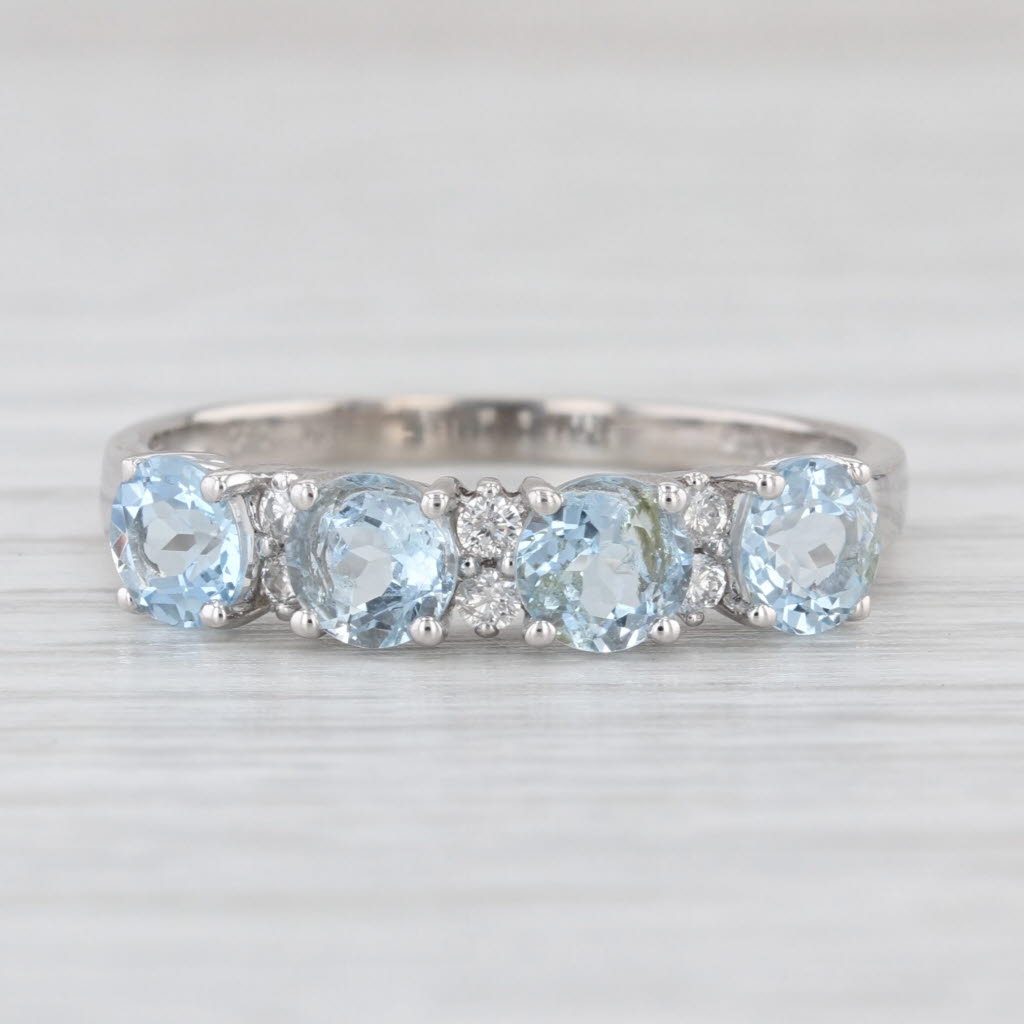 1.40ctw Aquamarine Diamond Ring 14k White Gold Size 9 Stackable