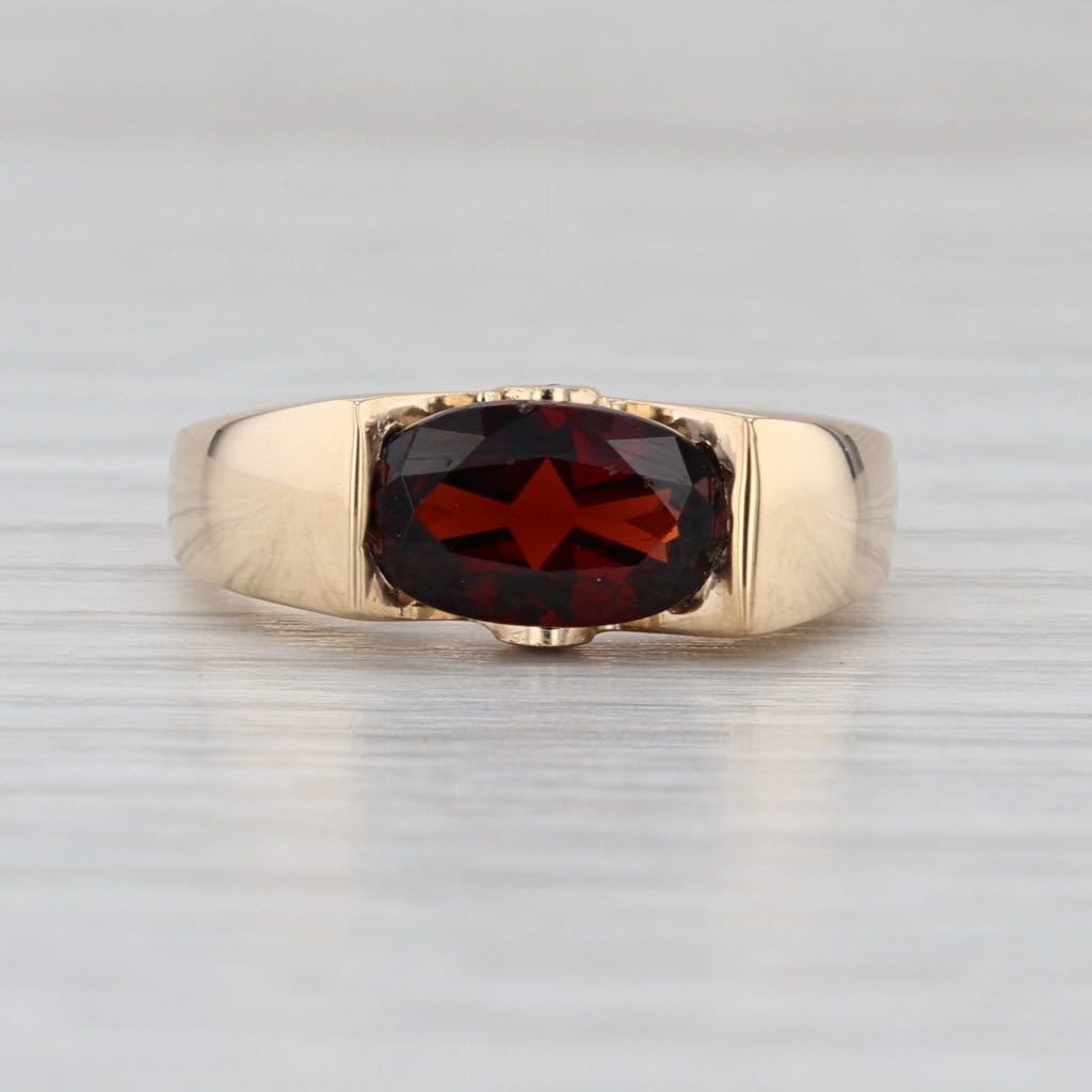 1.90ct Garnet Solitaire Ring 14k Yellow Gold Size 5 Diamond Accents