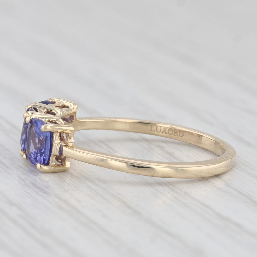 Light Gray 1.50ctw Tanzanite 3-Stone Ring 10k Yellow Gold Size 8