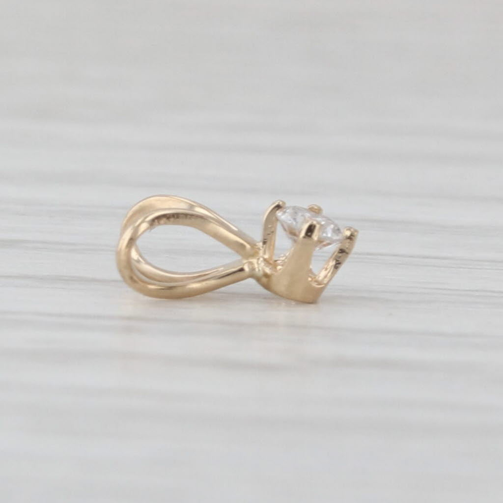 Small 0.05ct Round Diamond Solitaire Pendant 14k Yellow Gold