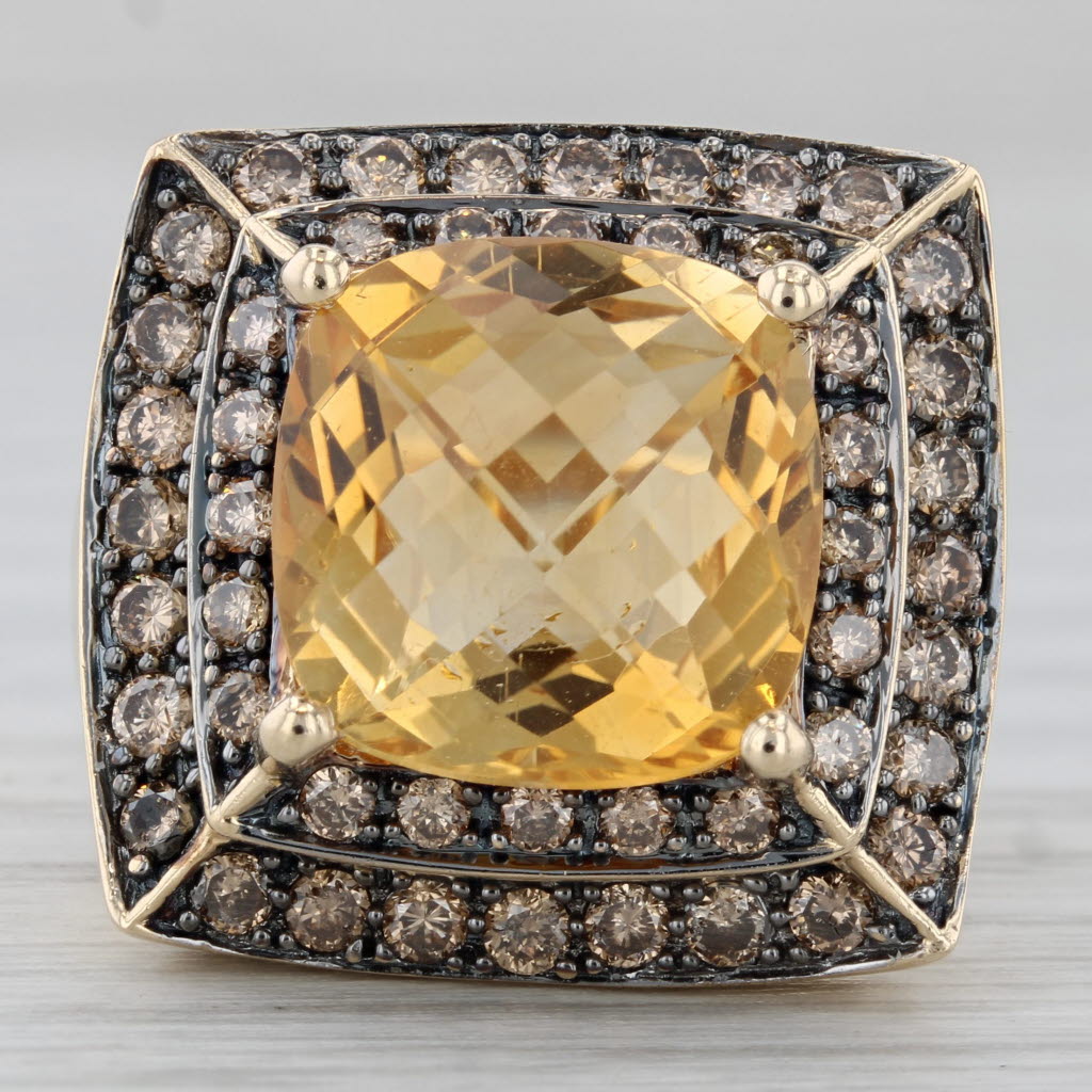 Gray 8.25ctw Citrine Champagne Diamond Halo Ring 14k Yellow Gold Size 8 Cocktail